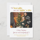 クリスマスツリーの下に来ない最高の贈り物 2 枚の写真 出産予定 シーズンカード (正面)
