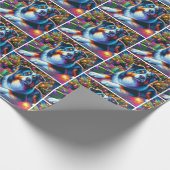 クリスマスツリーの下のオーストラリアの羊飼い犬 ラッピングペーパー (角)