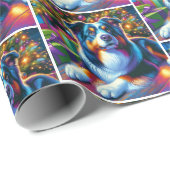 クリスマスツリーの下のオーストラリアの羊飼い犬 ラッピングペーパー (ロールコーナー)