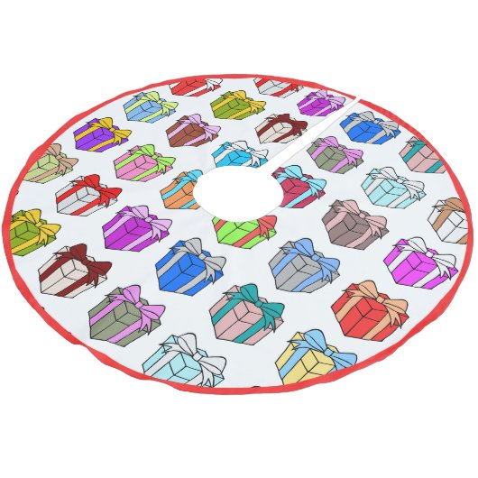 クリスマスツリーの下のクリスマスプレゼント ブラッシュドポリエステルツリースカート (アングル)