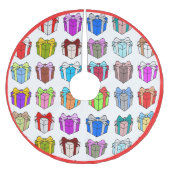 クリスマスツリーの下のクリスマスプレゼント ブラッシュドポリエステルツリースカート (正面)