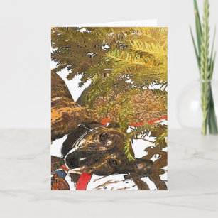 クリスマスツリーの下のグレイハウンド シーズンカード