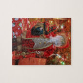 クリスマスツリーの下のサンタ ジグソーパズル (横)