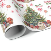 クリスマスツリーの下のシャムの子猫かご ラッピングペーパー (ロールコーナー)