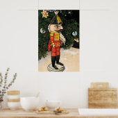 クリスマスツリーの下のビンテージのくるみ割り人形 ポスター (キッチン)