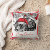 クリスマスツリーの下の子猫のスケッチオーナメント クッション (ブランケット)