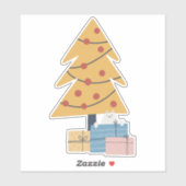 クリスマスツリーの下の白い猫プレゼントプレゼント シール (シート)