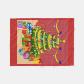 クリスマスツリーの下の贈り物 フリースブランケット (正面(横))