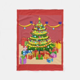 クリスマスツリーの下の贈り物 フリースブランケット