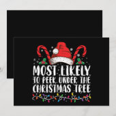 クリスマスツリーの下を覗き見する可能性大 Xmas 招待状 (正面/裏面)