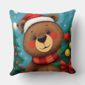 クリスマスツリーの中でサンタハットにクマ クッション (裏面)