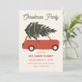 クリスマスツリーの乗ったヴィンテージカー 招待状 (スタンド正面)
