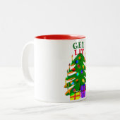 クリスマスツリーの休日のライト点灯magデザイン ツートーンマグカップ (正面左)