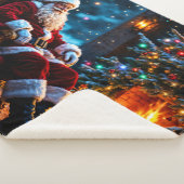 クリスマスツリーの休日の冬のアートかわいいサンタ シェルパブランケット (3/4)