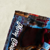 クリスマスツリーの休日の冬のアートかわいいサンタ ビーチタオル (インサイチュ)