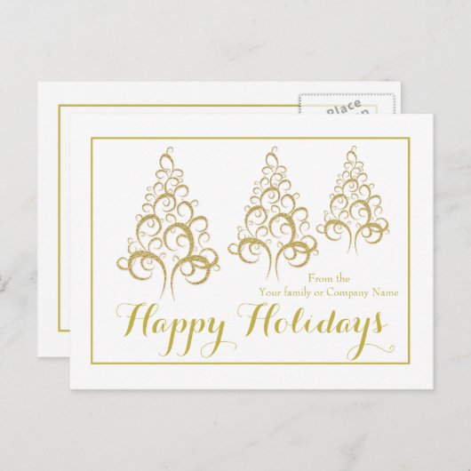 クリスマスツリーの休日の挨拶企業の シーズンポストカード (正面/裏面)