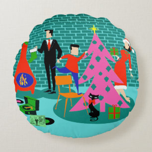 クリスマスツリーの円形の枕を整えるレトロ ラウンドクッション