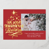 クリスマスツリーの写真を使ったホリデーカード 箔シーズンカード (正面)