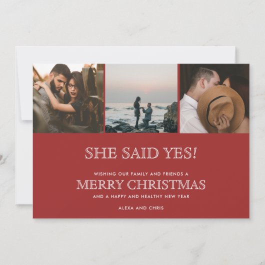 クリスマスツリーの写真を使った婚約発表 シーズンカード (正面)