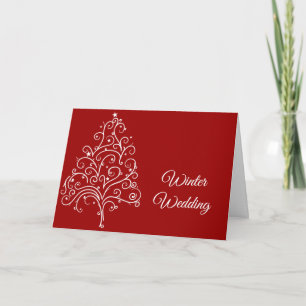 クリスマスツリーの冬の結婚式 Save the Date シーズンカード