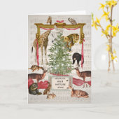 クリスマスツリーの動物合唱団 グリーティングカード (黄色い花)