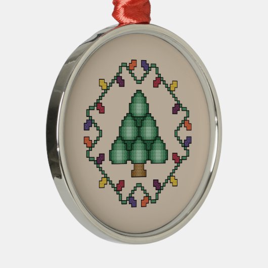 クリスマスツリーの十字のステッチのオーナメント メタルオーナメント (右)
