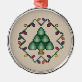 クリスマスツリーの十字のステッチのオーナメント メタルオーナメント (正面)