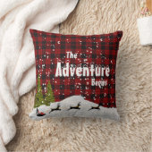 クリスマスツリーの名前を入れて オリジナルのバフアロープラッド柄のデコレーションピローに。雪、木、魔 クッション (ブランケット)