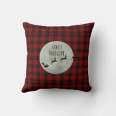 クリスマスツリーの名前を入れて オリジナルのバフアロープラッド柄のデコレーションピローに。雪、木、魔 クッション (裏面)