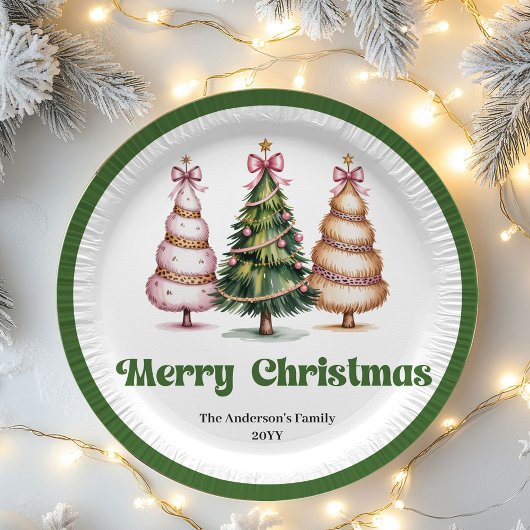 クリスマスツリーの名前入りペーパーアイテム ペーパープレート