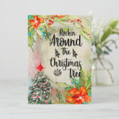 クリスマスツリーの周りでロックしよう グリーティングカード 招待状 (スタンド正面)