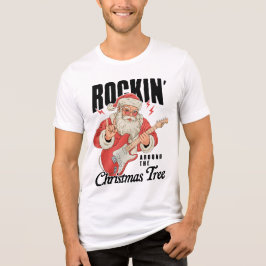 クリスマスツリーの周りでロックンロール サンタクロース ロックミュージック トライブレンドTシャツ