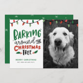 クリスマスツリーの周りで吠える犬 クリスマス (正面/裏面)