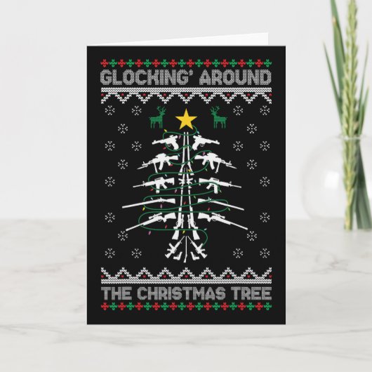 クリスマスツリーの周りでGlocking ウガール・クリスマス カード (正面)