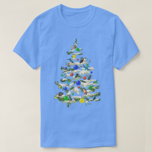 クリスマスツリーの周りのコウチョウ, クリスマス, キリスト誕生祭 Tシャツ (デザイン正面)
