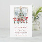 クリスマスツリーの周りの子供たちパーティー 招待状 (スタンド正面)