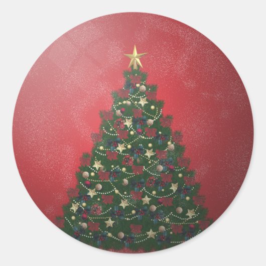 クリスマスツリーの地球のステッカー ラウンドシール (正面)