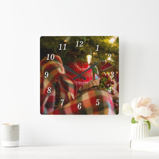クリスマスツリーの壁時計の深さ スクエア壁時計 (ホーム)