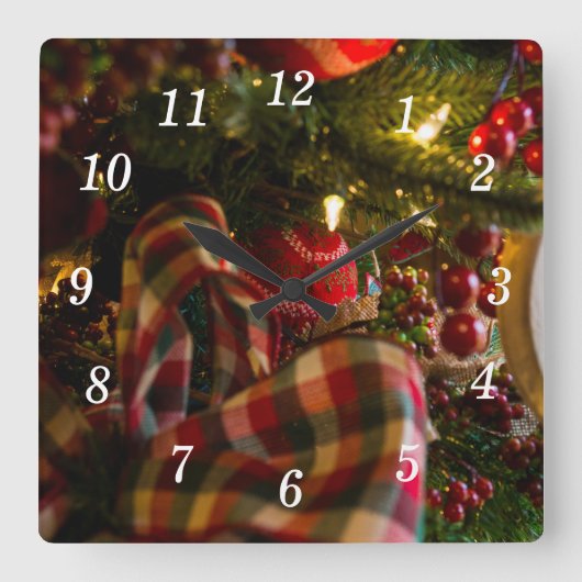 クリスマスツリーの壁時計 スクエア壁時計 (正面)