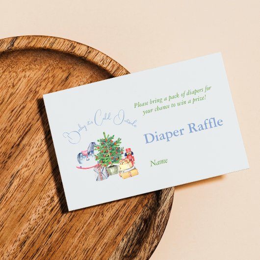 クリスマスツリーの外で冷たい男の子の赤ちゃんシャワー エンクロージャーカード