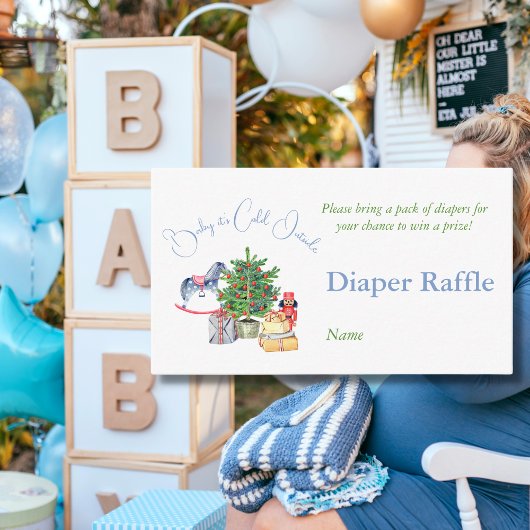 クリスマスツリーの外で冷たい男の子の赤ちゃんシャワー エンクロージャーカード