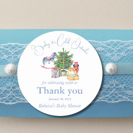 クリスマスツリーの外で冷たい男の子の赤ちゃんシャワー ラウンドシール
