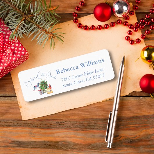 クリスマスツリーの外で冷たい男の子の赤ちゃんシャワー ラベル