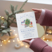 クリスマスツリーの外で冷たい男の子の赤ちゃんシャワー 招待状