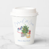 クリスマスツリーの外で冷たい男の子の赤ちゃんシャワー 紙コップ (正面)