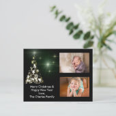 クリスマスツリーの夜空はがきに写真と星 シーズンポストカード (スタンド正面)