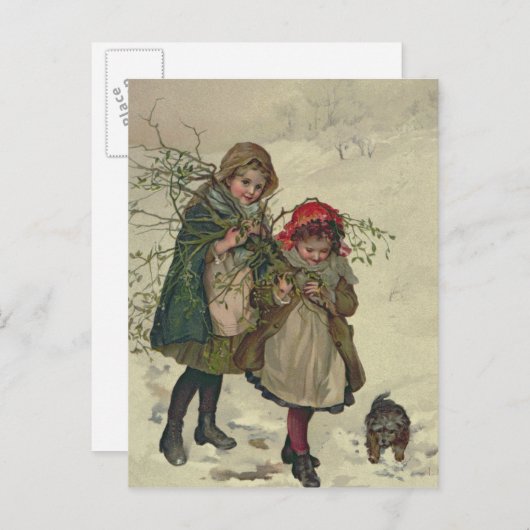 クリスマスツリーの妖精、パブからのイラストレーション。 1886年 シーズンポストカード (正面/裏面)