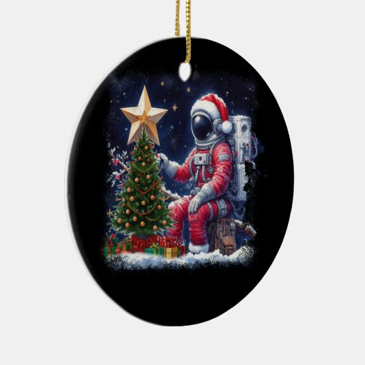クリスマスツリーの宇宙空間Chris近くの宇宙飛行士 セラミックオーナメント (右)