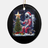 クリスマスツリーの宇宙空間Chris近くの宇宙飛行士 セラミックオーナメント (左)