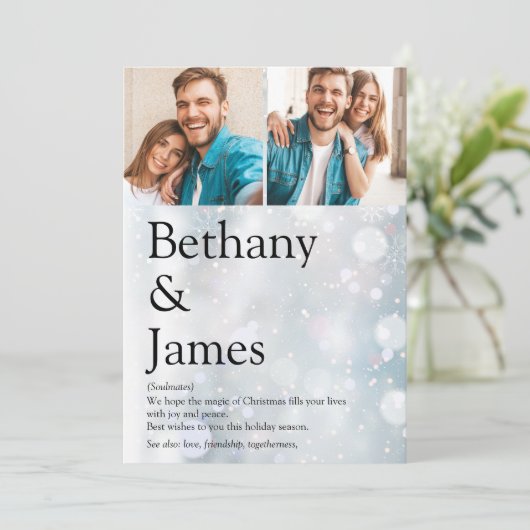 クリスマスツリーの定義と雪の結晶 シーズンカード (スタンド正面)